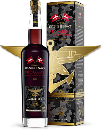 A.H. Riise Royal Danish navy Frogman rum bottle