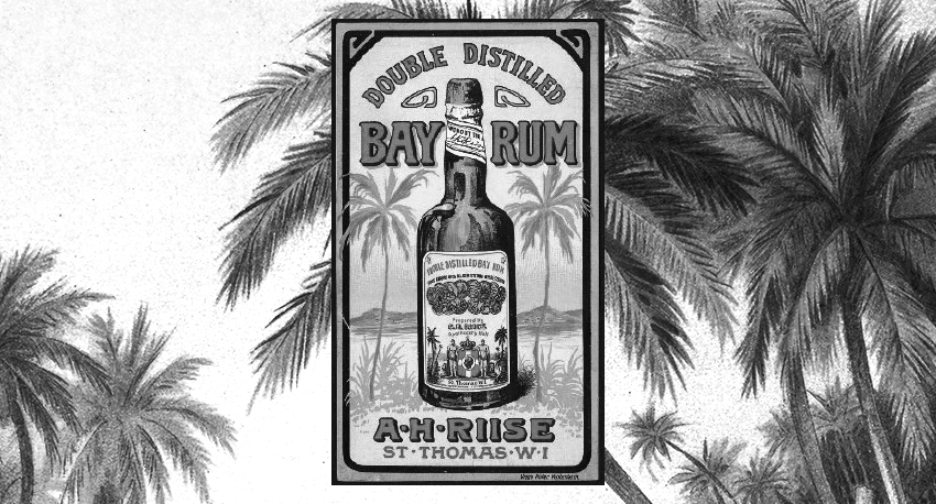 Vintage drawing of a rum bottle